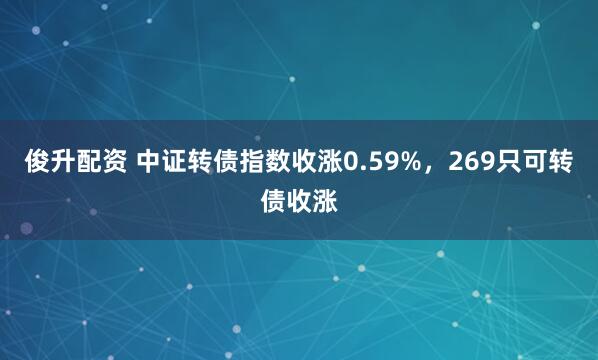 俊升配资 中证转债指数收涨0.59%，269只可转债收涨